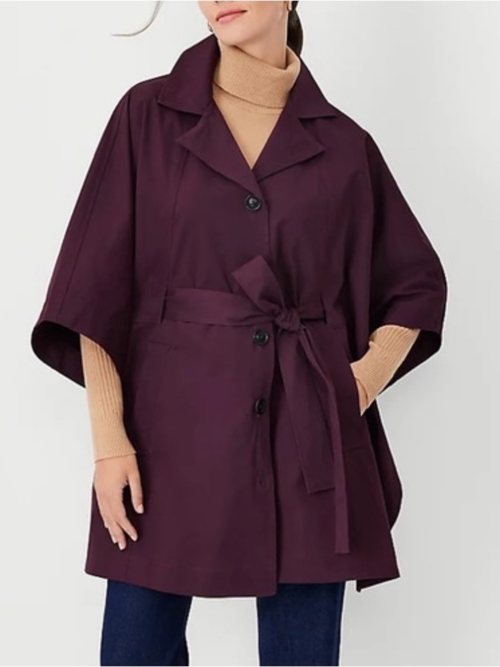NWT Ann Taylor Womens Contemporary Trench Poncho Jacket Purple M/L - Picture 1 of 9
